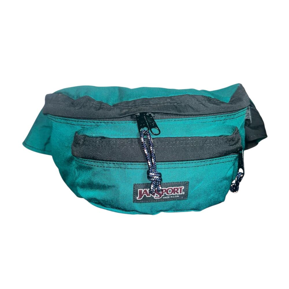 Vintage JanSport Teal Black Nylon Fanny Pack Waist Bag USA Made 1990s